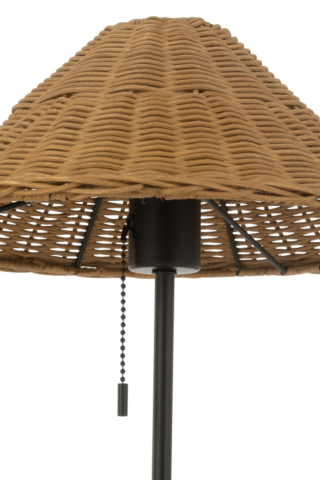 J-Line tafellamp - metaal/rotan - zwart/naturel