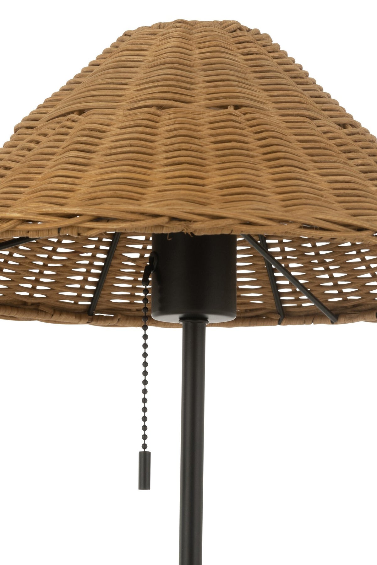 J-Line tafellamp - metaal/rotan - zwart/naturel
