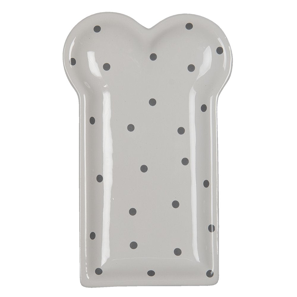 Ontbijtbord 10x17 cm Wit Keramiek Stippen Bord