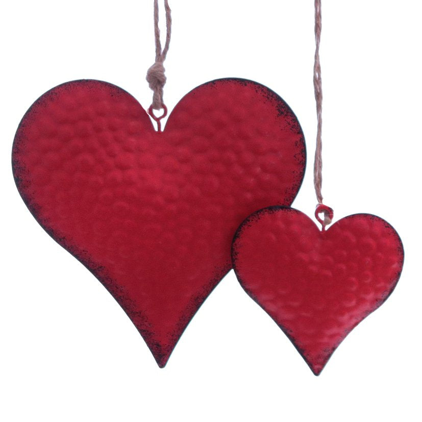 Metalenhanger hart 6x6cm rood