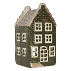 Waxinelichthouder Huis 7x7x14 cm Groen Keramiek