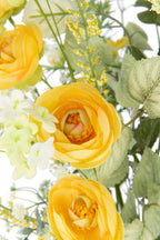 J-Line boeket Bloemen - kunststof - geel
