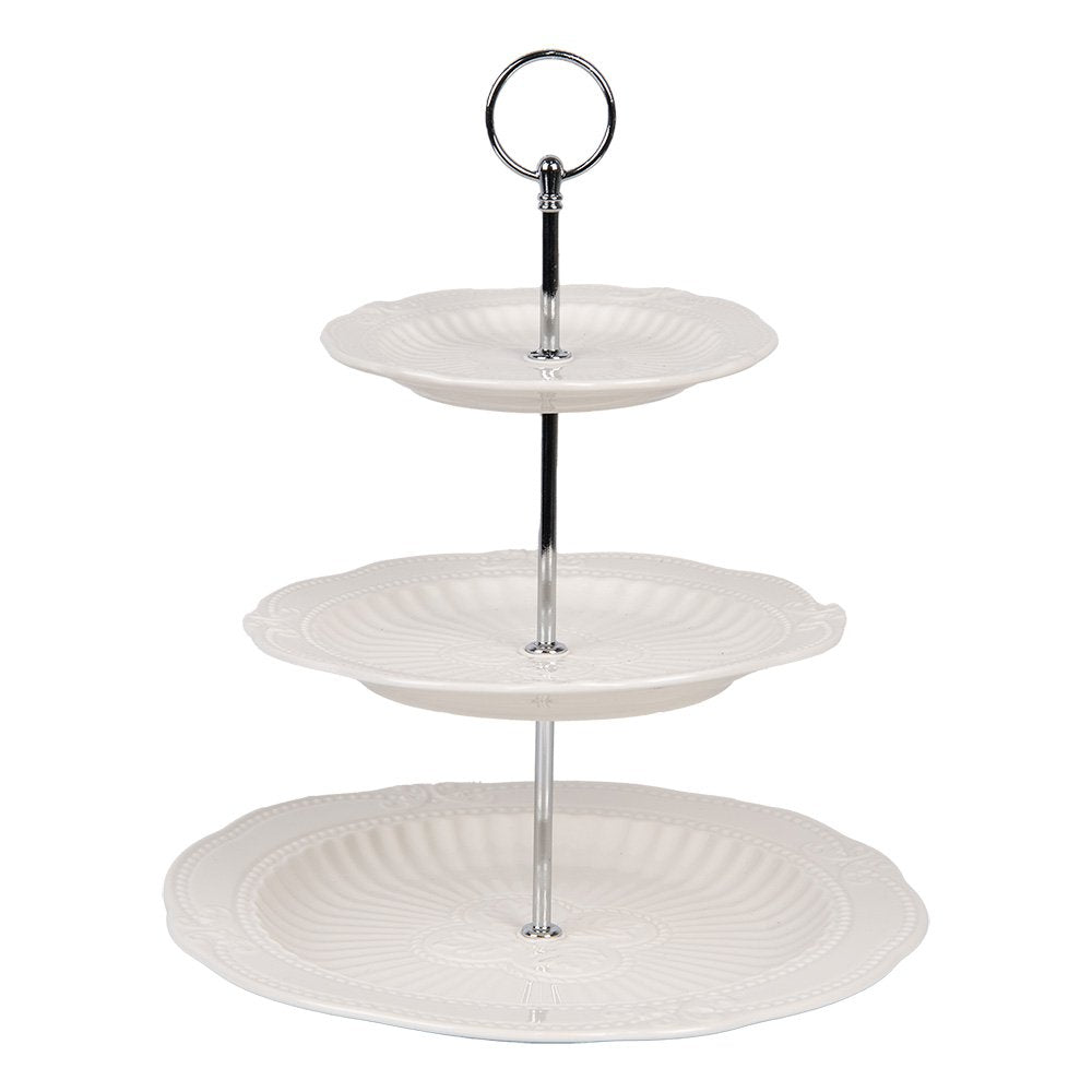 Etagère 3 laags Ø 26x31 cm Wit Keramiek