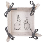 Broodmand 35x35x8 cm Beige Grijs Katoen Konijn