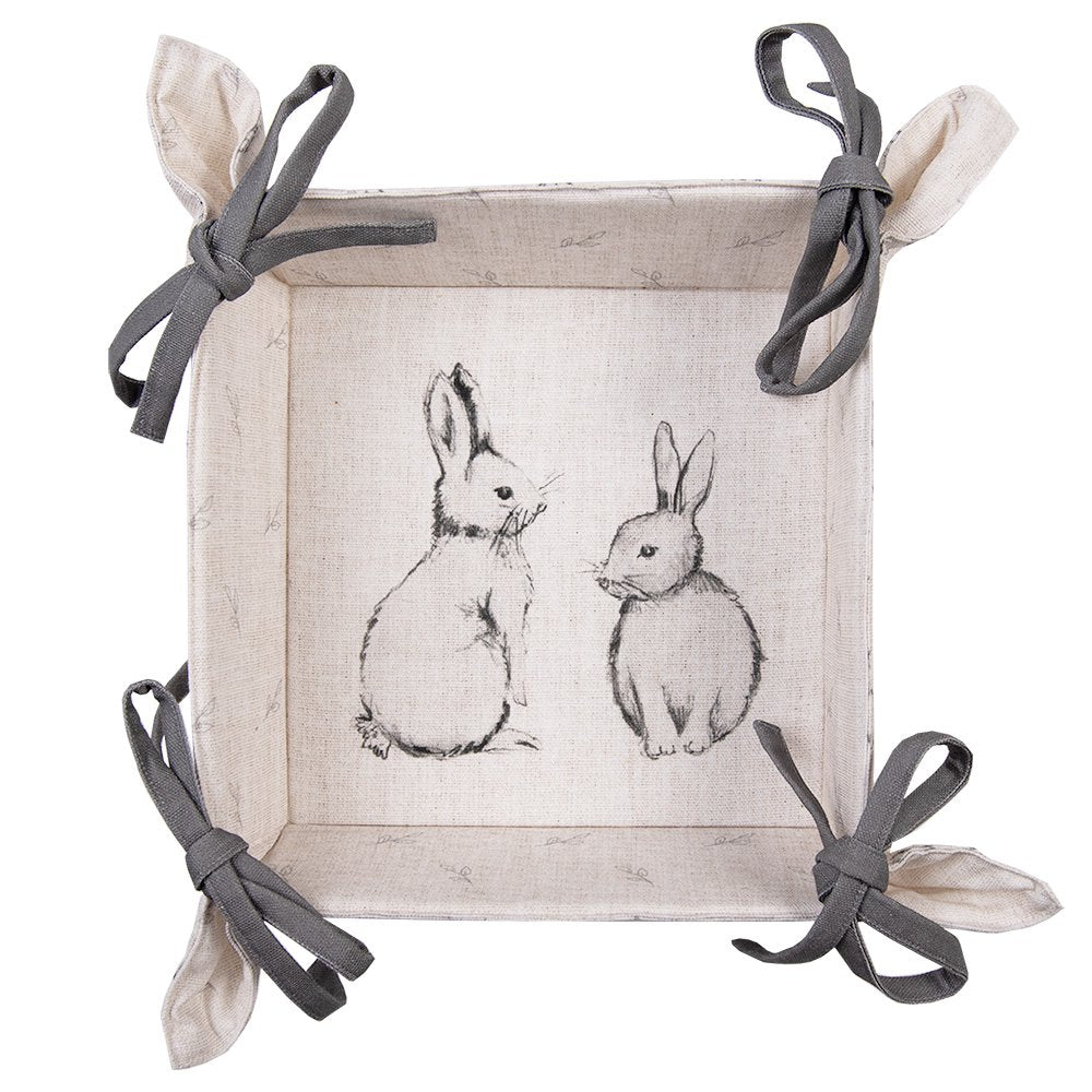 Broodmand 35x35x8 cm Beige Grijs Katoen Konijn