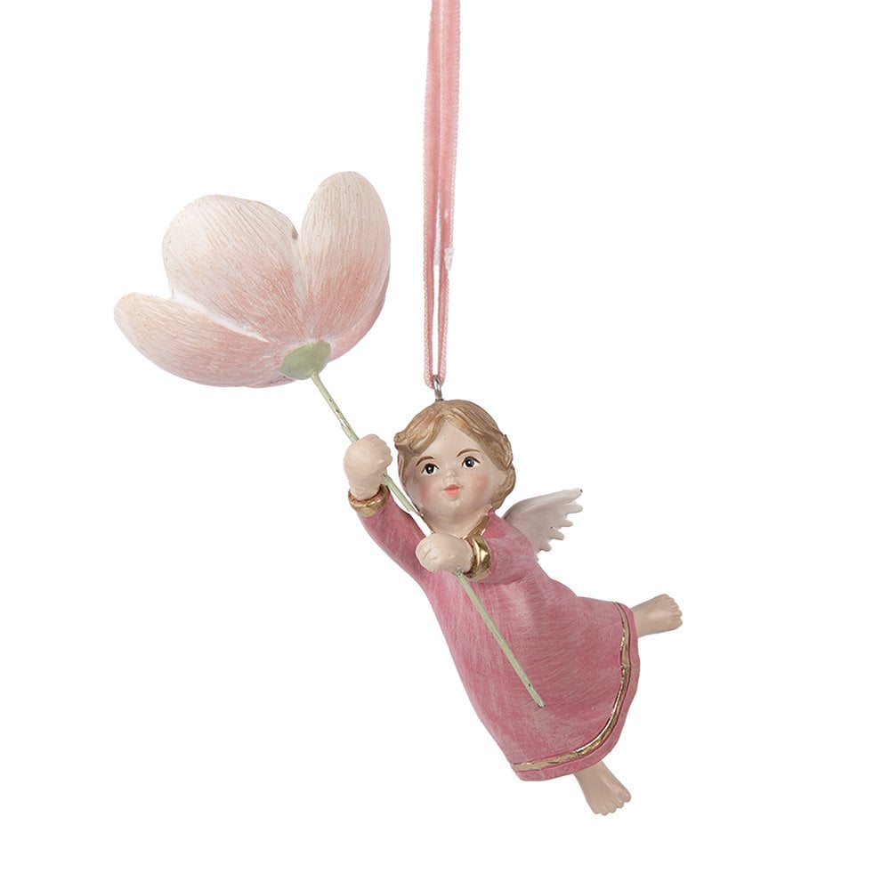 Kersthanger Engel 7x5x13 cm Roze Kunststof