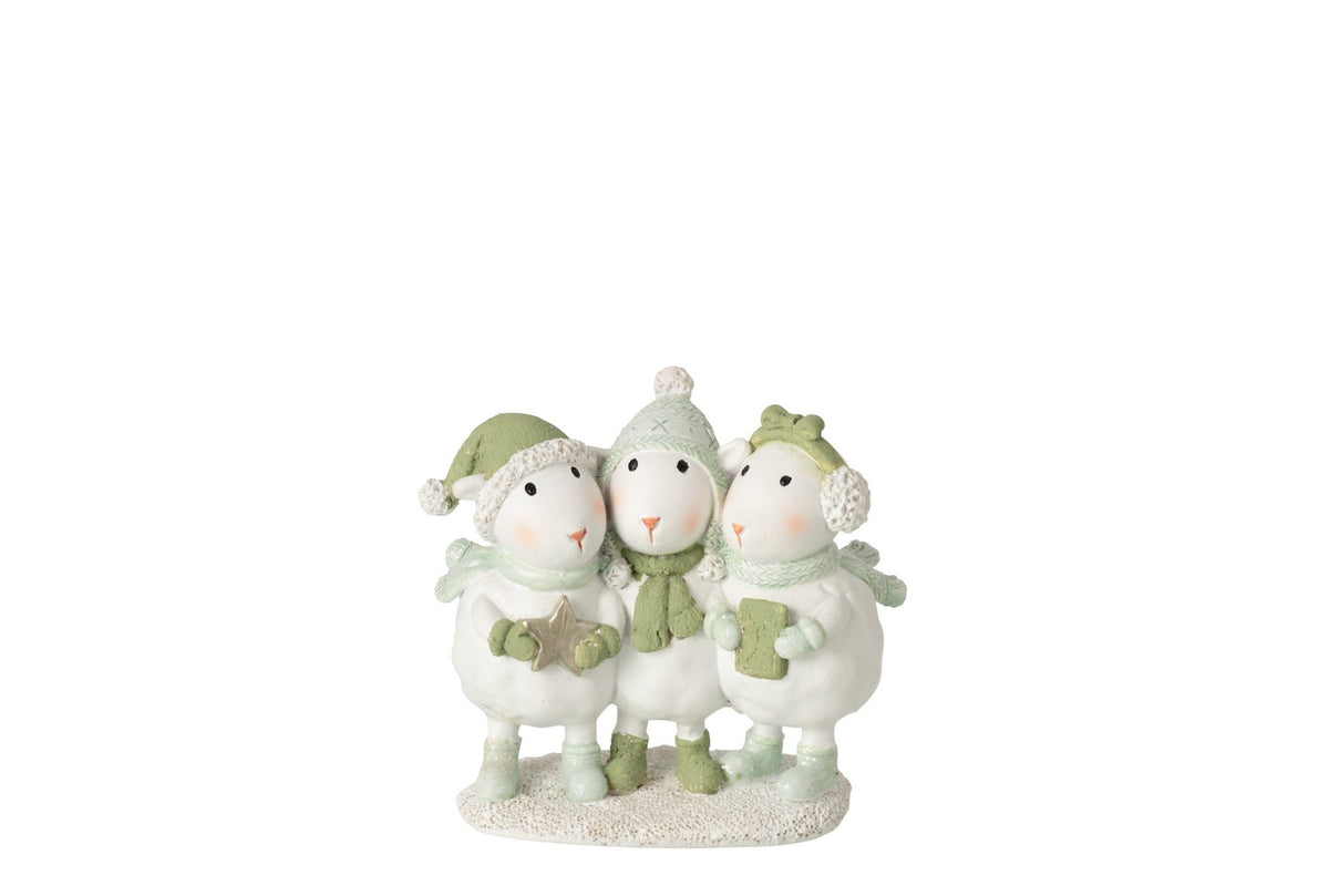 J-Line Winters schaap - steen - wit/groen