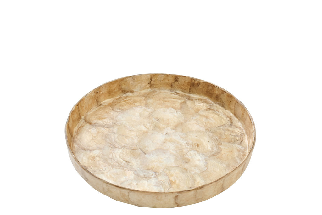J-Line decoratie plateau Schelp - polyresin - bruin - S