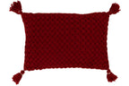 J-Line kussen Gehaakt Kwast Acryl - polyester - rood