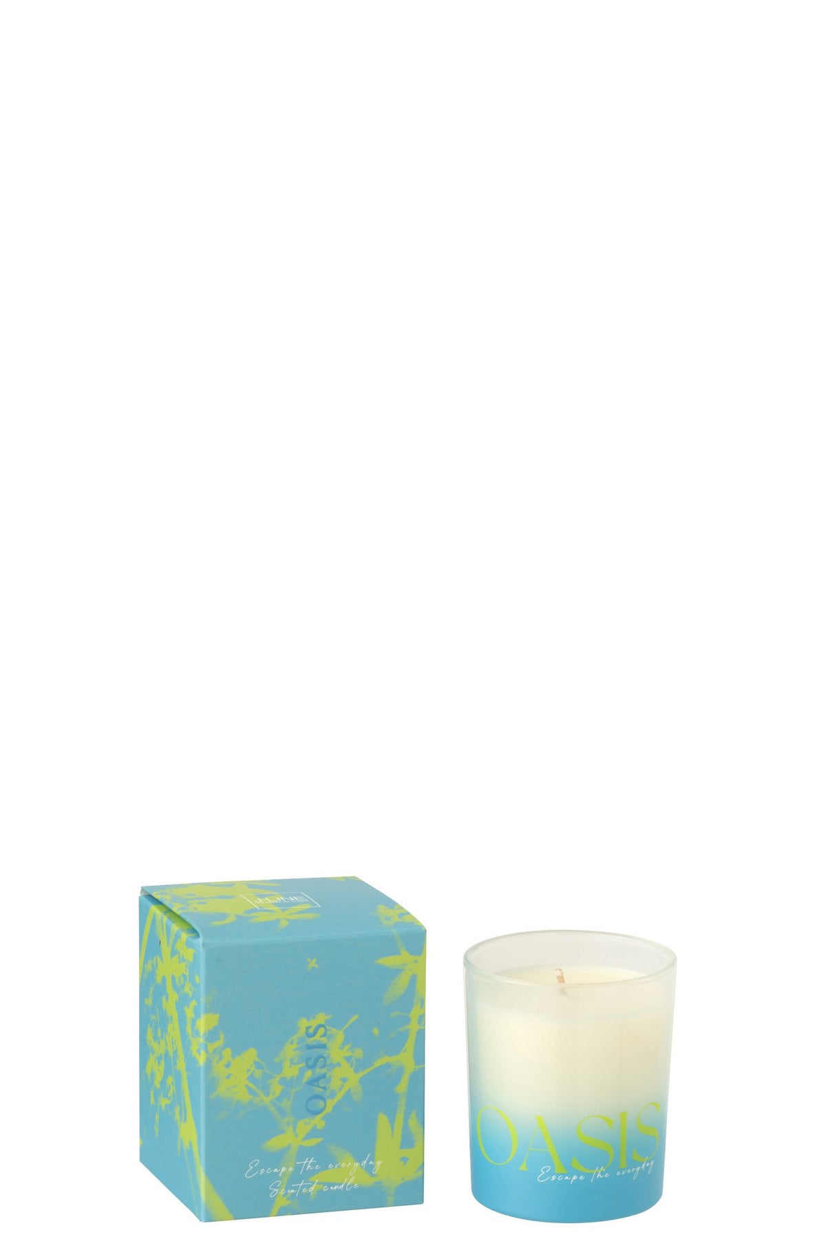 J-Line geurkaars Oasis - Spring Ivy & Neroli - poly - blauw/groen - S