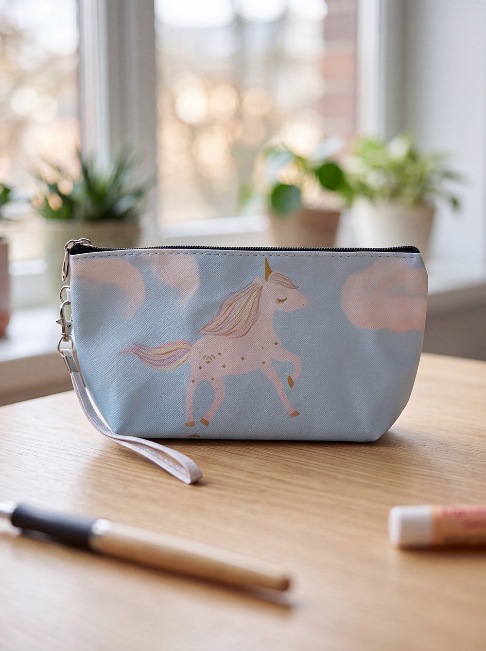 Toilettas Dames 23x13 cm Blauw Polyester Eenhoorn