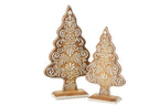 J-Line decoratie Peperkoek Dennenboom - polyresin - beige/wit - L