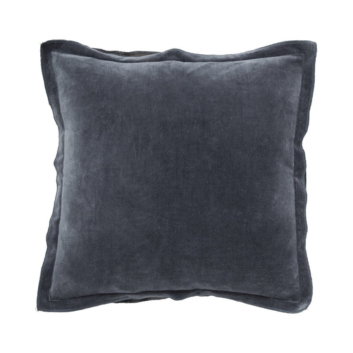 Fluweel overlock grijs blauw Kussen 45 cm x 45 cm