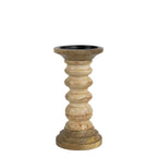Kandelaar mango hout ribbel h20 dia 10cm