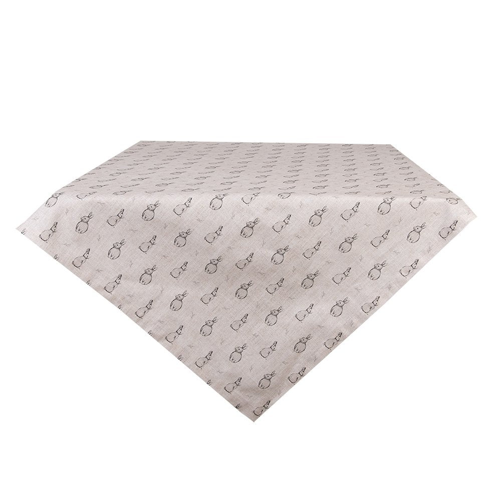 Tafelkleed 100x100 cm Beige Grijs Katoen Konijn