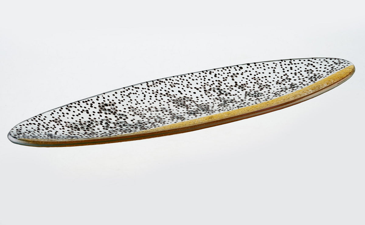 Boho Oval L 44x15 Amber & Black Dots