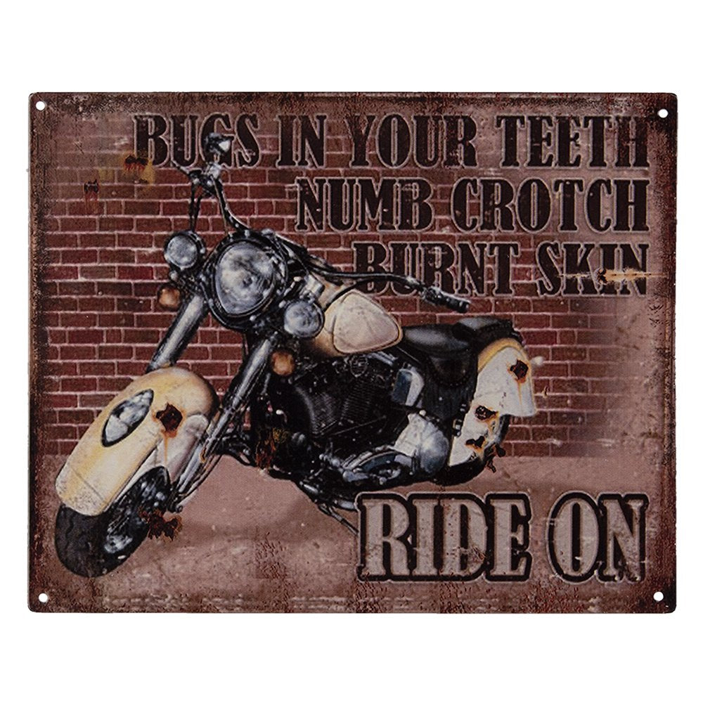 Tekstbord 20x25 cm Bruin IJzer Motor Wandbord