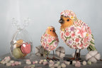 Beeld Vogel 7x10x12 cm Roze Polyresin Bloemen