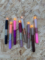 LED Dip Dye kaars Chestnut/LichtBruin, glitter roze, nr. 105