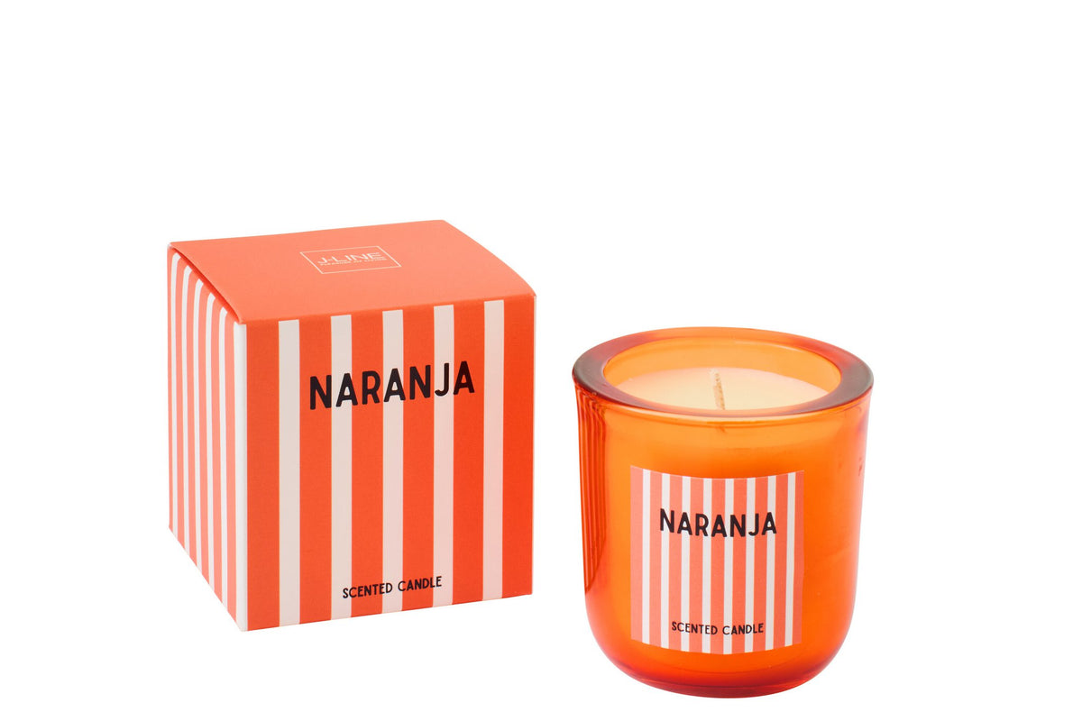 J-Line geurkaars Naranja - Mandarin Moments - glas - oranje - S