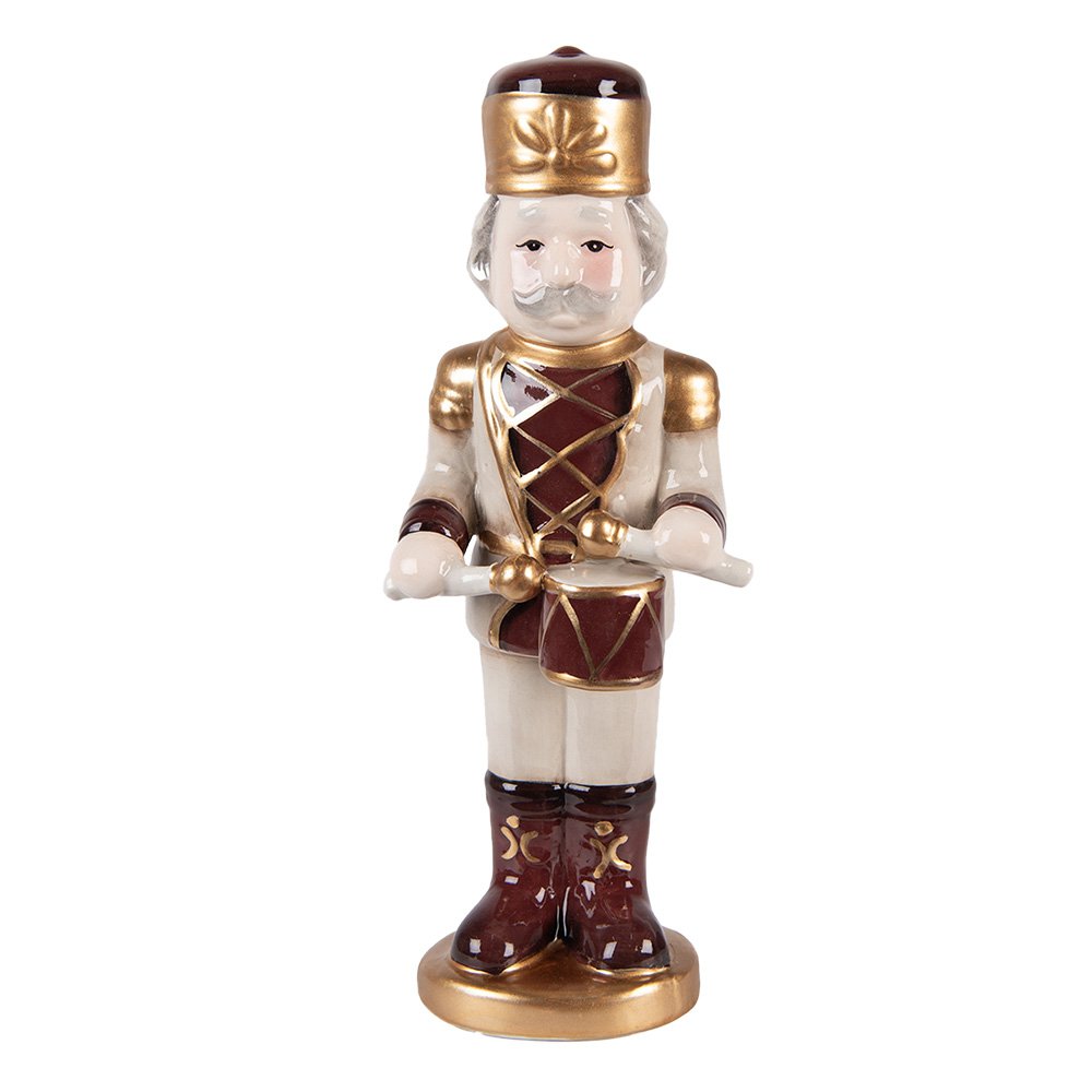 Kerstdecoratie Beeld Notenkraker 8x8x25 cm Beige Keramiek