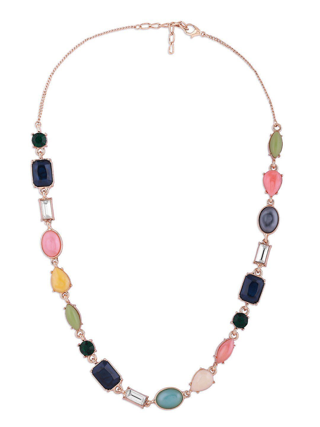 Vergulde ketting – mode-sieraden – legering, blauw accent – ​​52 cm lengte