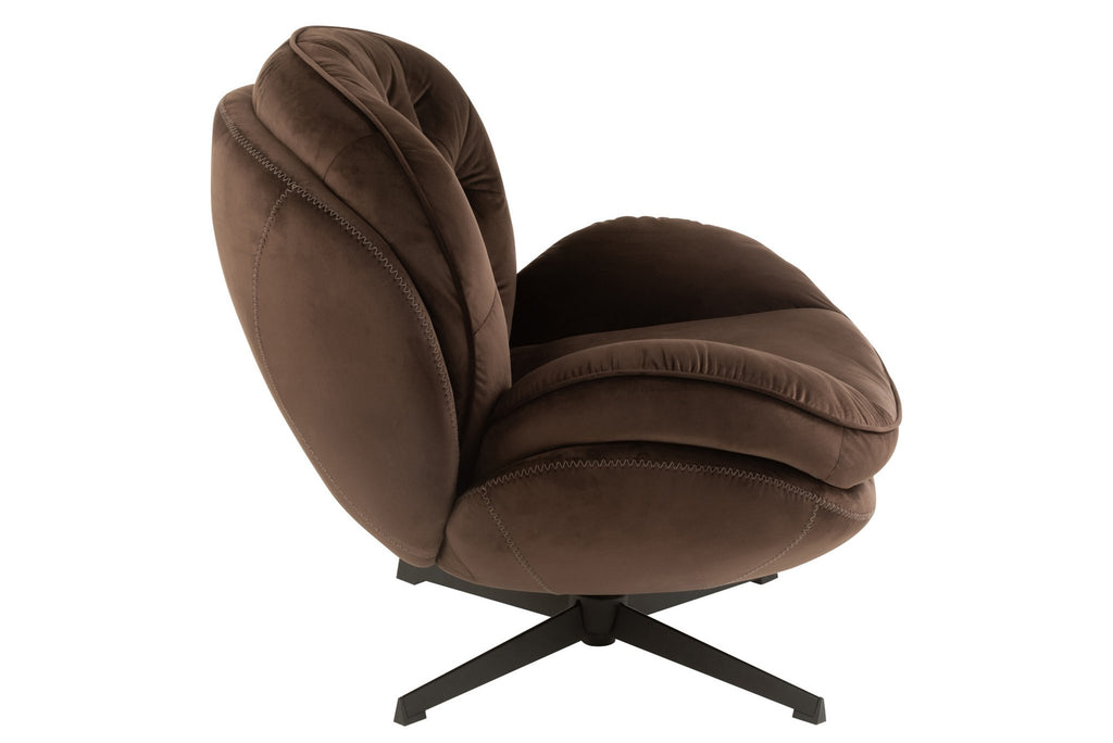 J-Line zetel Relax -+ voetbank - metaal/textiel - donkerbruin