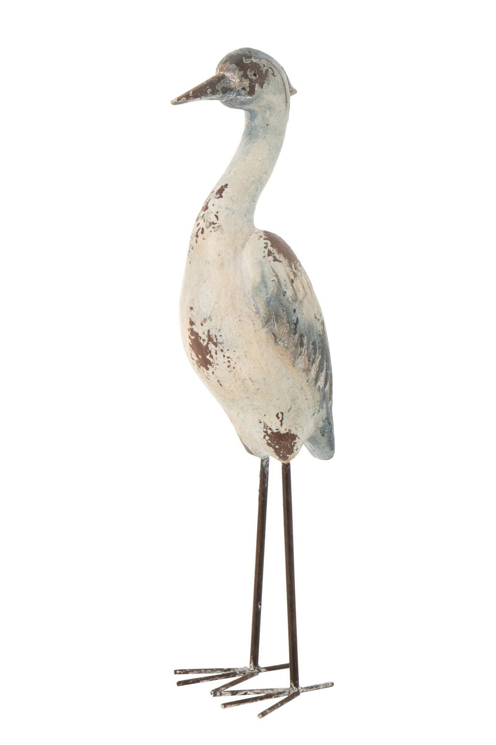 J-Line decoratie Vogel Antiek - polyresin - blauw/wit - L