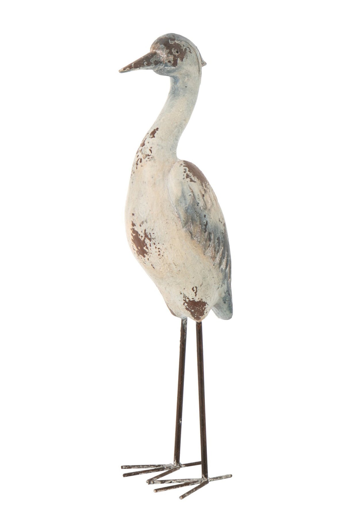 J-Line decoratie Vogel Antiek - polyresin - blauw/wit - L