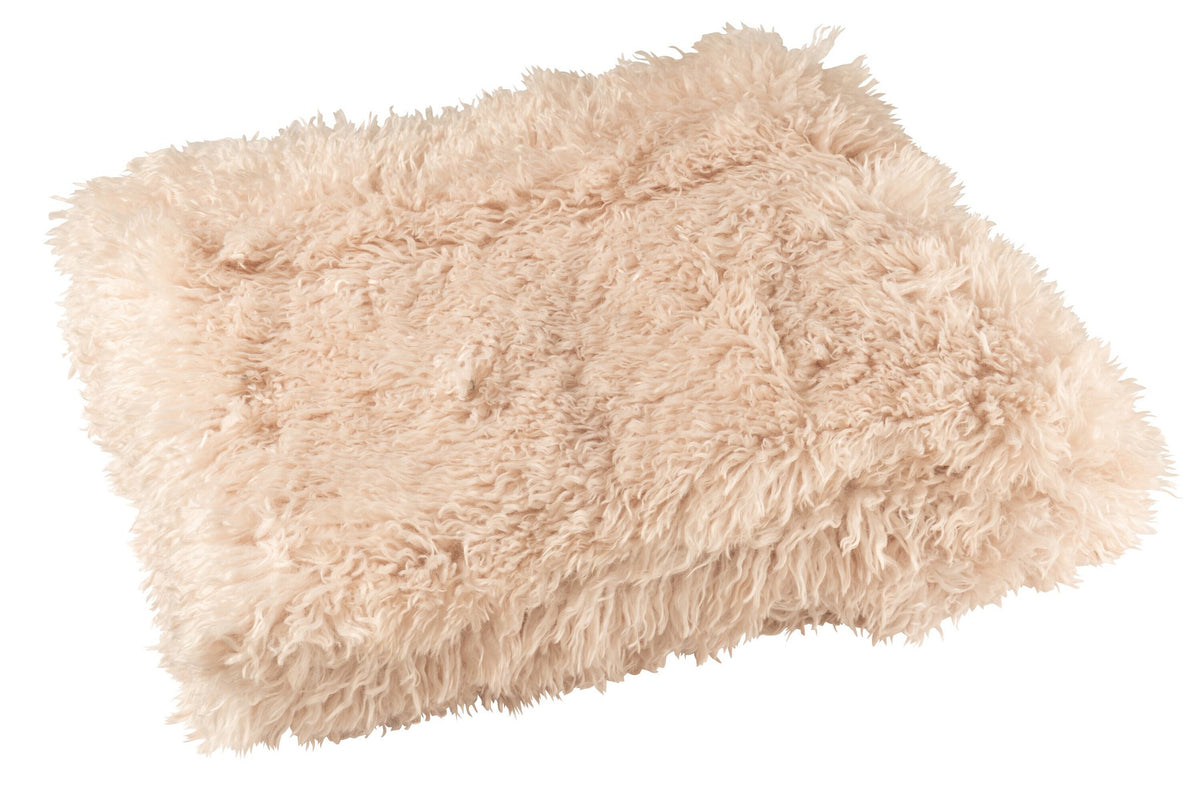 J-Line deken Moutie - polyester - beige