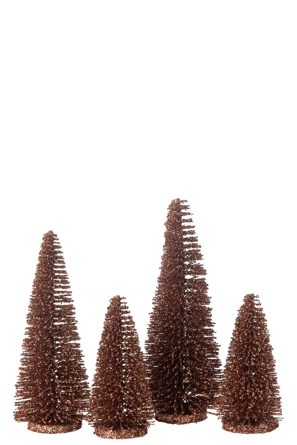 J-Line decoratie Kerstboom Glitter - kunststof - bruin - doos van 8