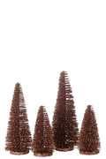 J-Line decoratie Kerstboom Glitter - kunststof - bruin - doos van 8