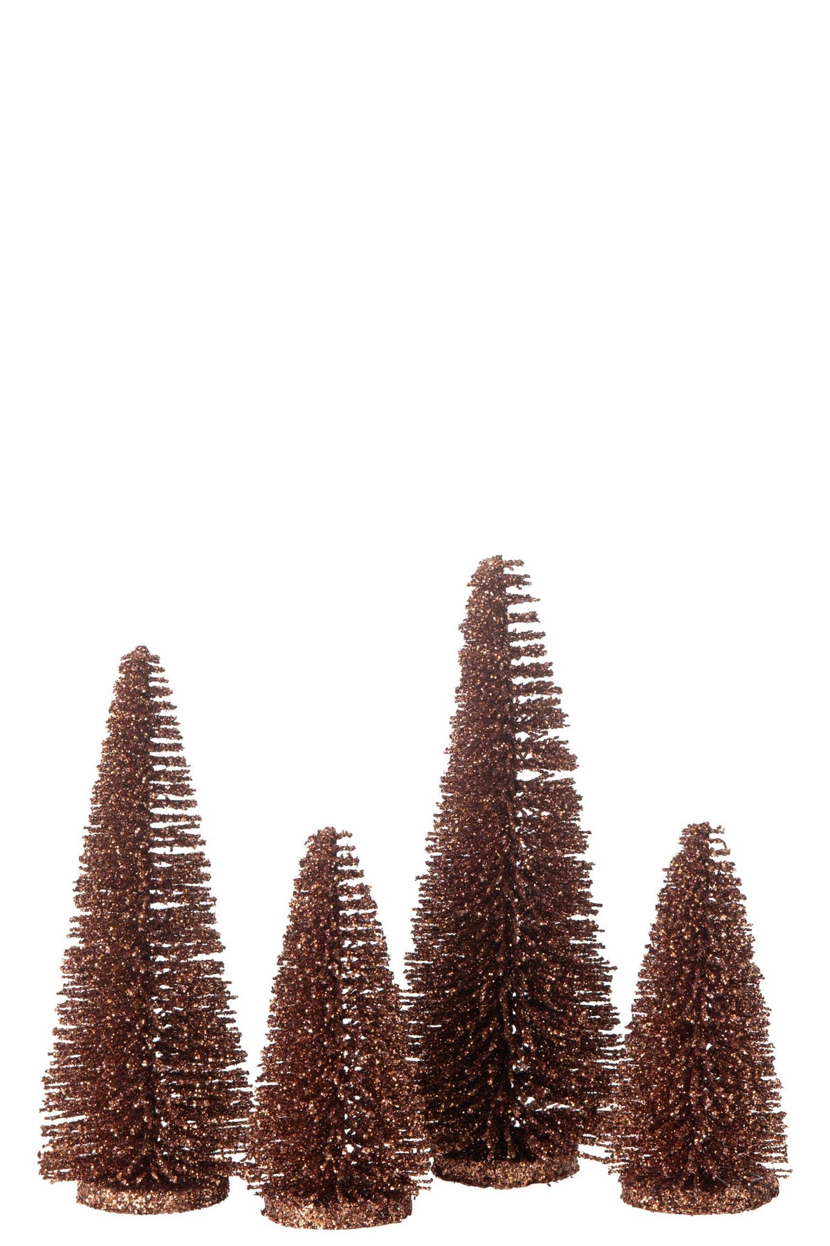 J-Line decoratie Kerstboom Glitter - kunststof - bruin - doos van 8