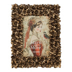 Fotolijst rechthoek allover bloemen hars goud 17x2x22cm