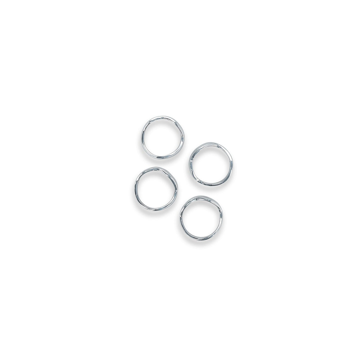 Servetring 4,5cm organisch zilveren bedel - Set van 4