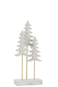 J-Line Kerstbomen op voet - hout - wit/goud - small