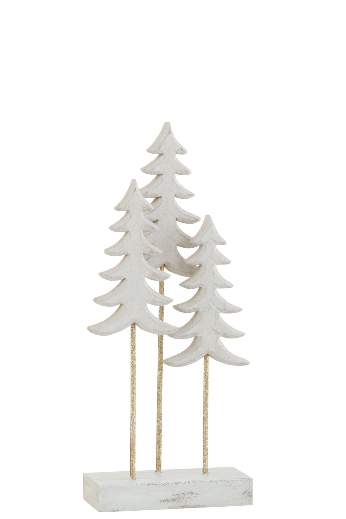 J-Line Kerstbomen op voet - hout - wit/goud - small