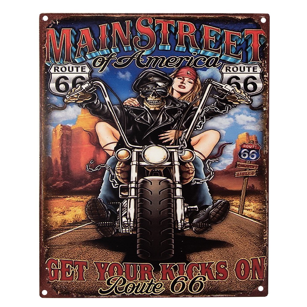 Tekstbord 20x25 cm Bruin Blauw IJzer Motor Wandbord
