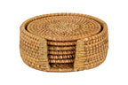 Glazen achtbaan rattan - set/6 - dia 10 cm