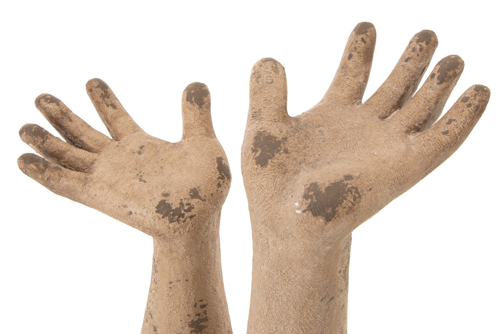 J-Line decoratie Handen Antiek - polyresin - beige - set van 2