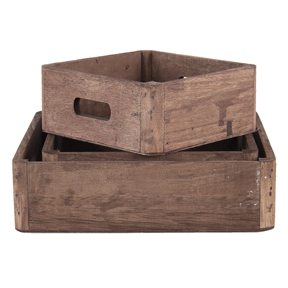 Decoratie Dienblad Set van 3 Bruin Hout Serveerschaal