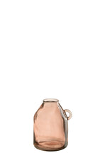 J-Line vaas Handvat Cilinder - glas - lichtroze - small - 25 cm hoog
