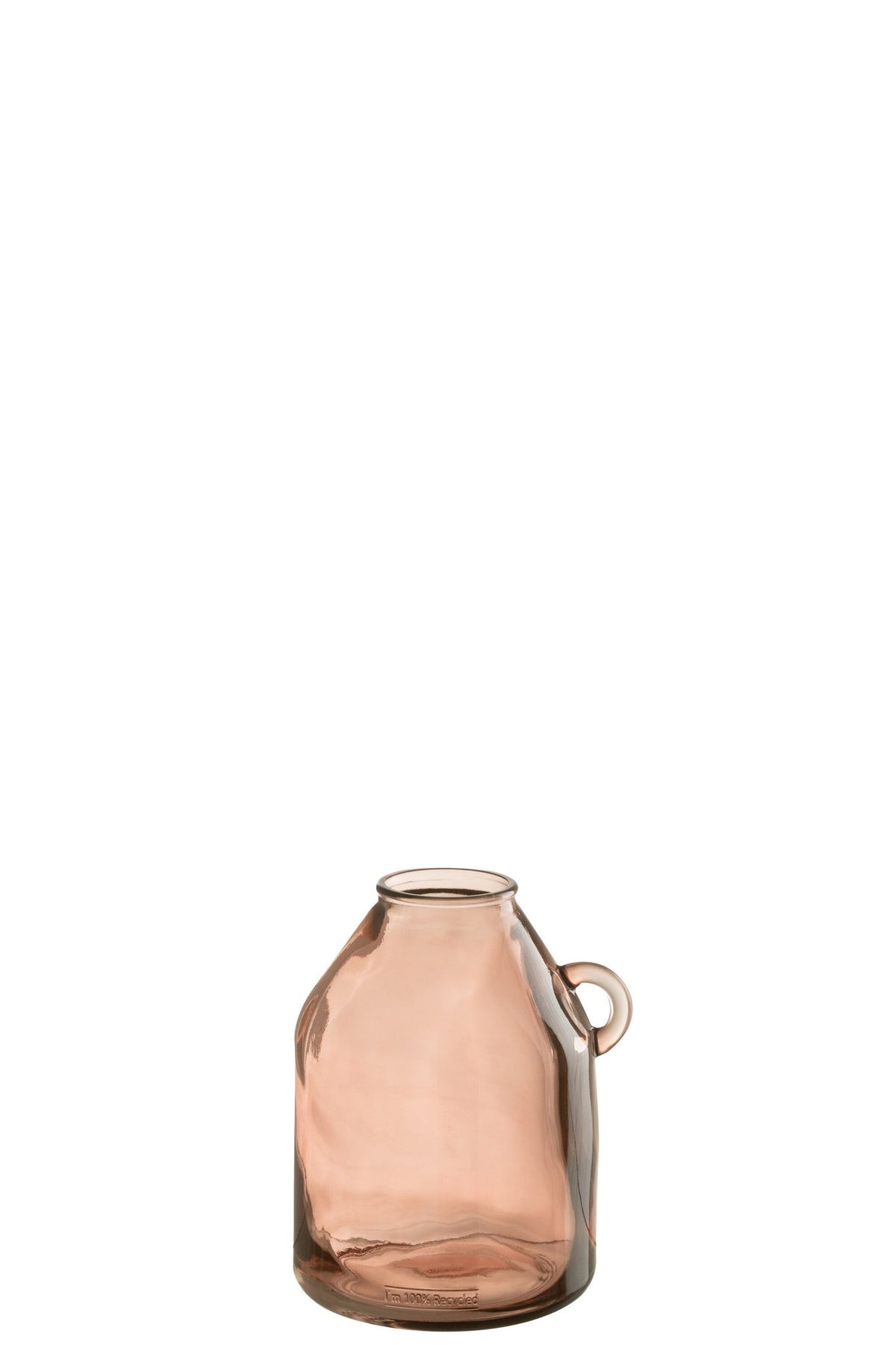 J-Line vaas Handvat Cilinder - glas - lichtroze - small - 25 cm hoog