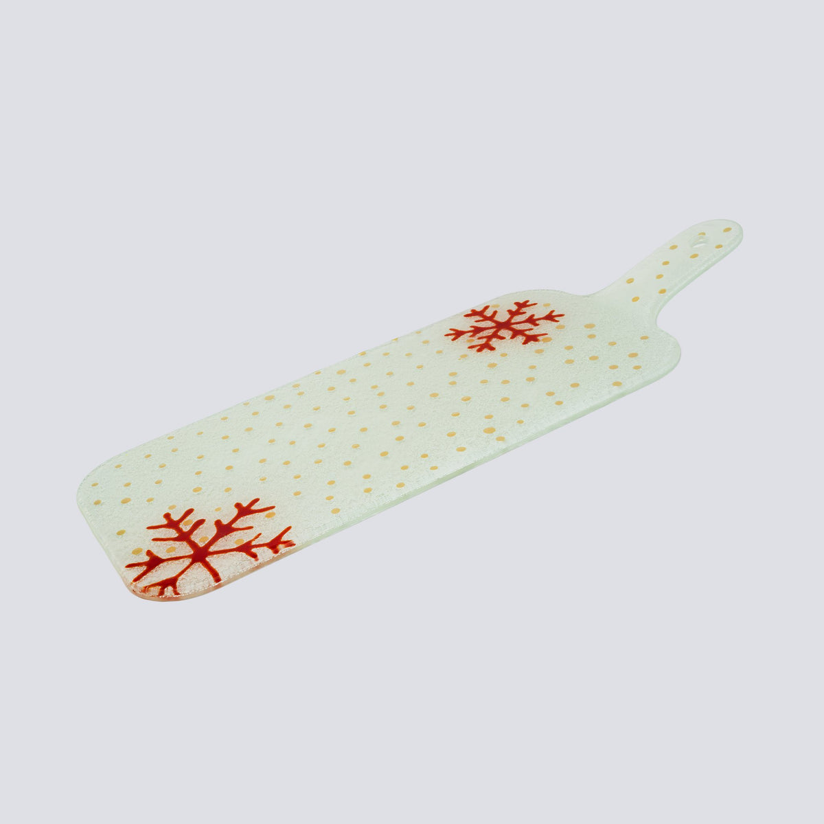 Kerstschotel Hand Kleine 38x15 Wit Rode Sneeuwvlokken