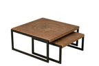 J-Line salontafel Dos - hout - naturel/zwart - set van 2