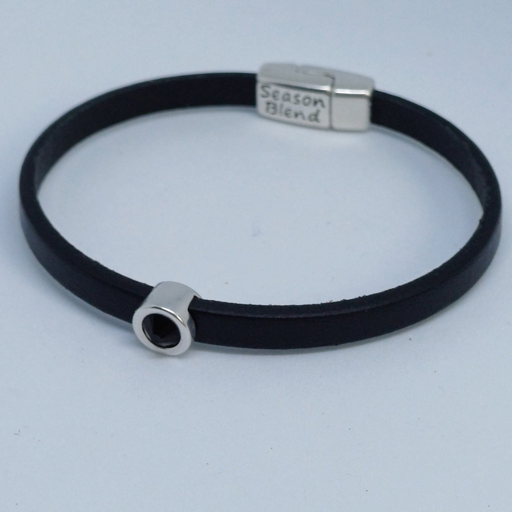Shorty leren armband antiek verzilverd