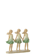 J-Line decoratie Kinderen Zussen - polyresin - groen/ecru