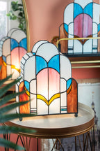 Tiffany Tafellamp 30x4x25 cm Wit Roze Glas Tiffany Bureaulamp