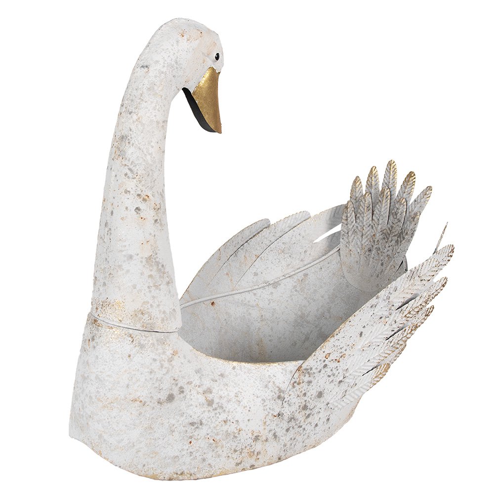 Planthouder Zwaan 44x26x43 cm Wit Metaal
