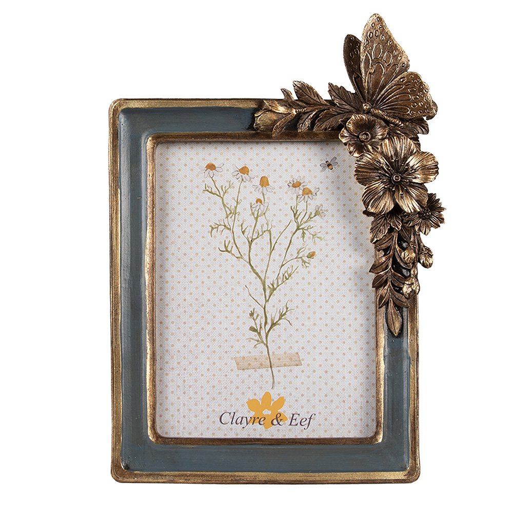 Fotolijst 13x18 cm Groen Goudkleurig Polyresin Bloemen Fotokader